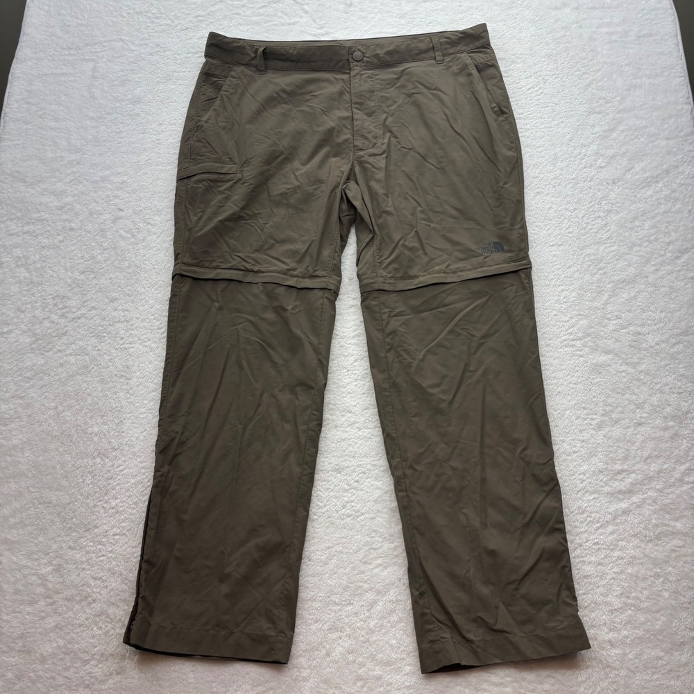 The North Face Mens Convertible Hiking Pants 40 Short Olive Green Ripstop Cargo